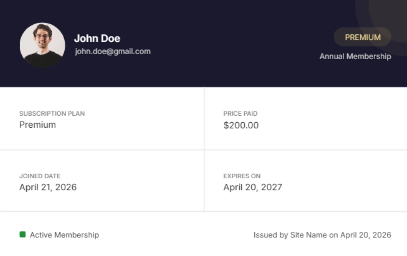 PDFDraft Template -Membership Card
